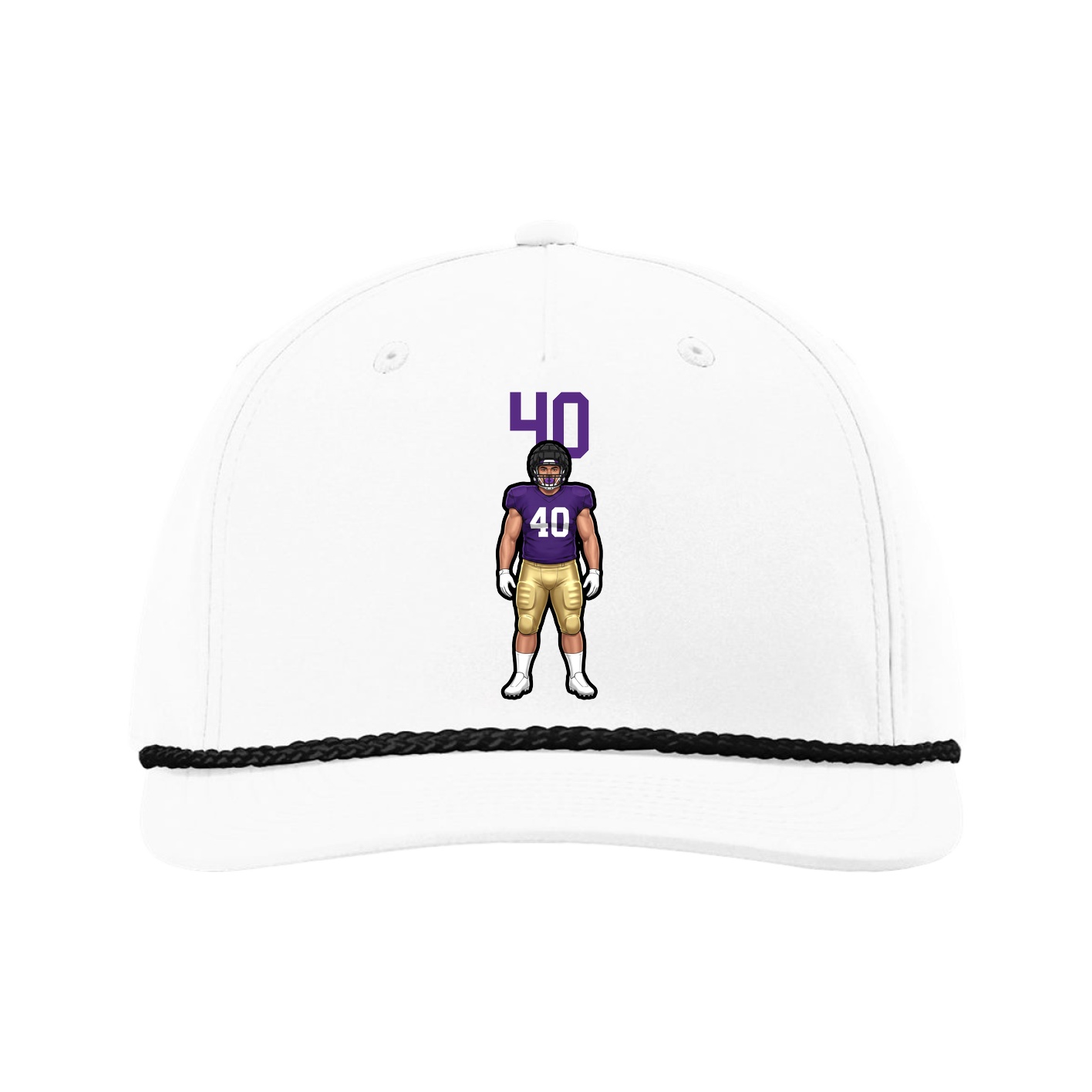 Five-Panel Classic Rope Cap — Number Top in White