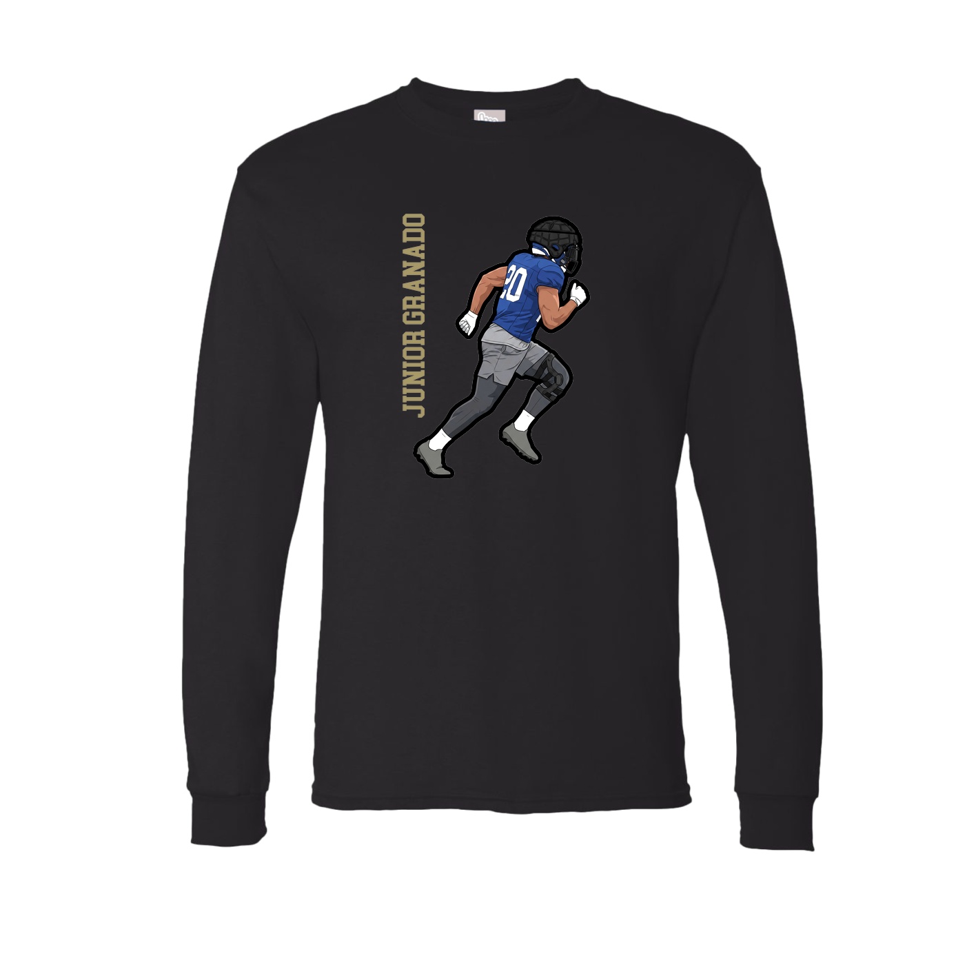 Long Sleeve Tee — Name Vertical in Black
