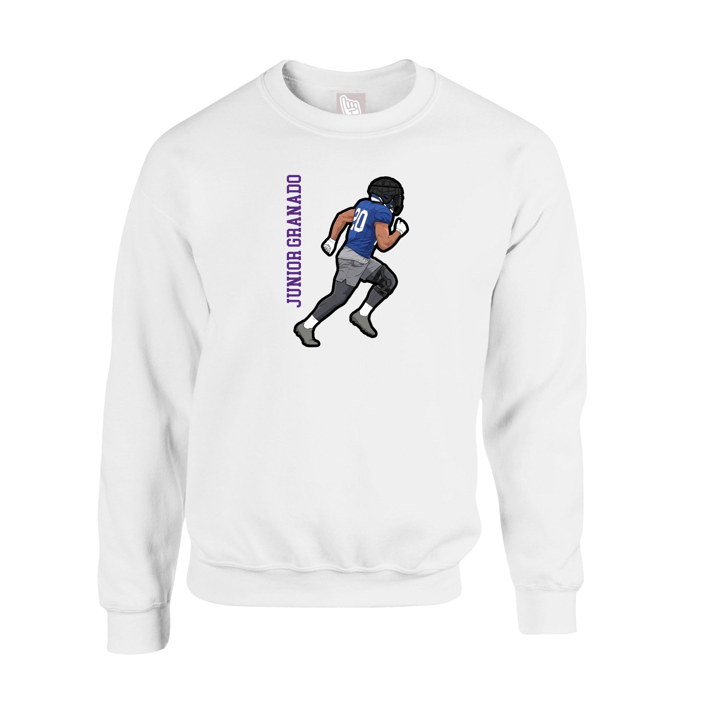 Fleece Crew — Name Vertical in White