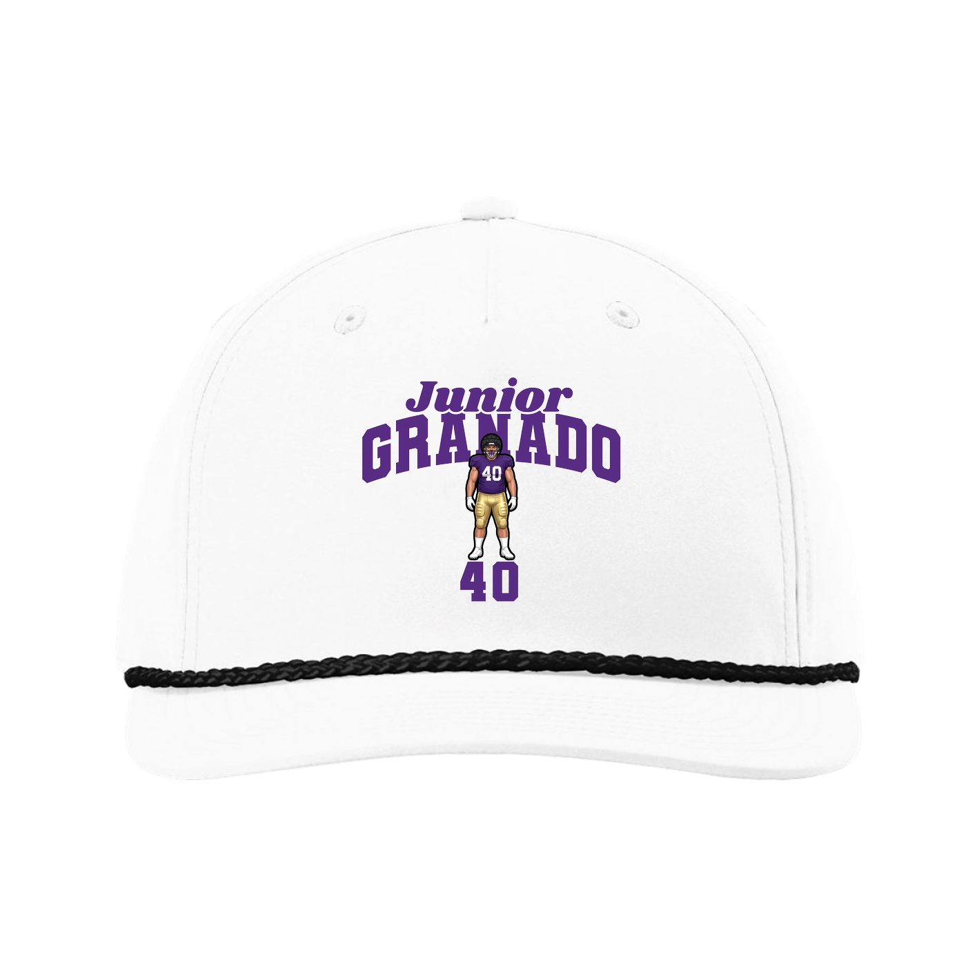 Five-Panel Classic Rope Cap — Signature Arch in White