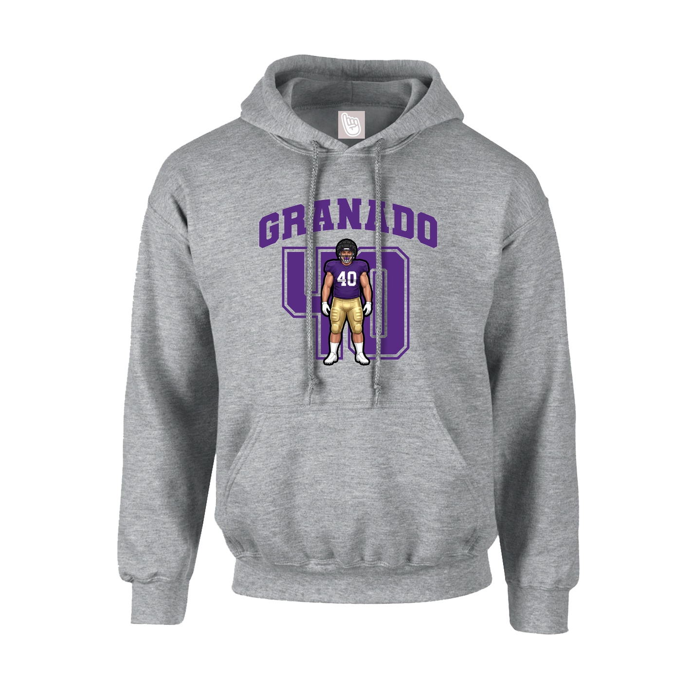 Youth Hoodie — Number in Grey