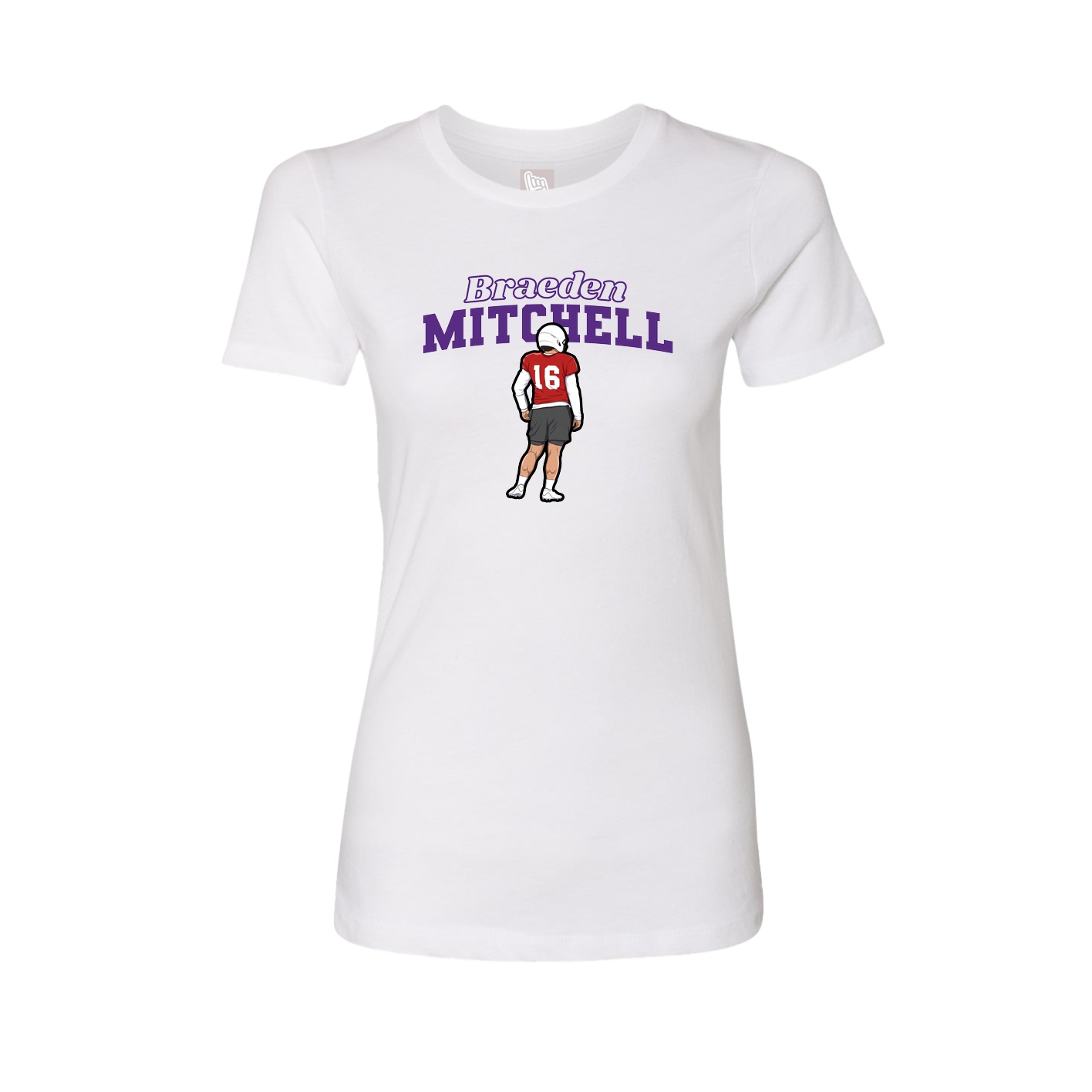Fitted Women's Tee — Name Arch in White