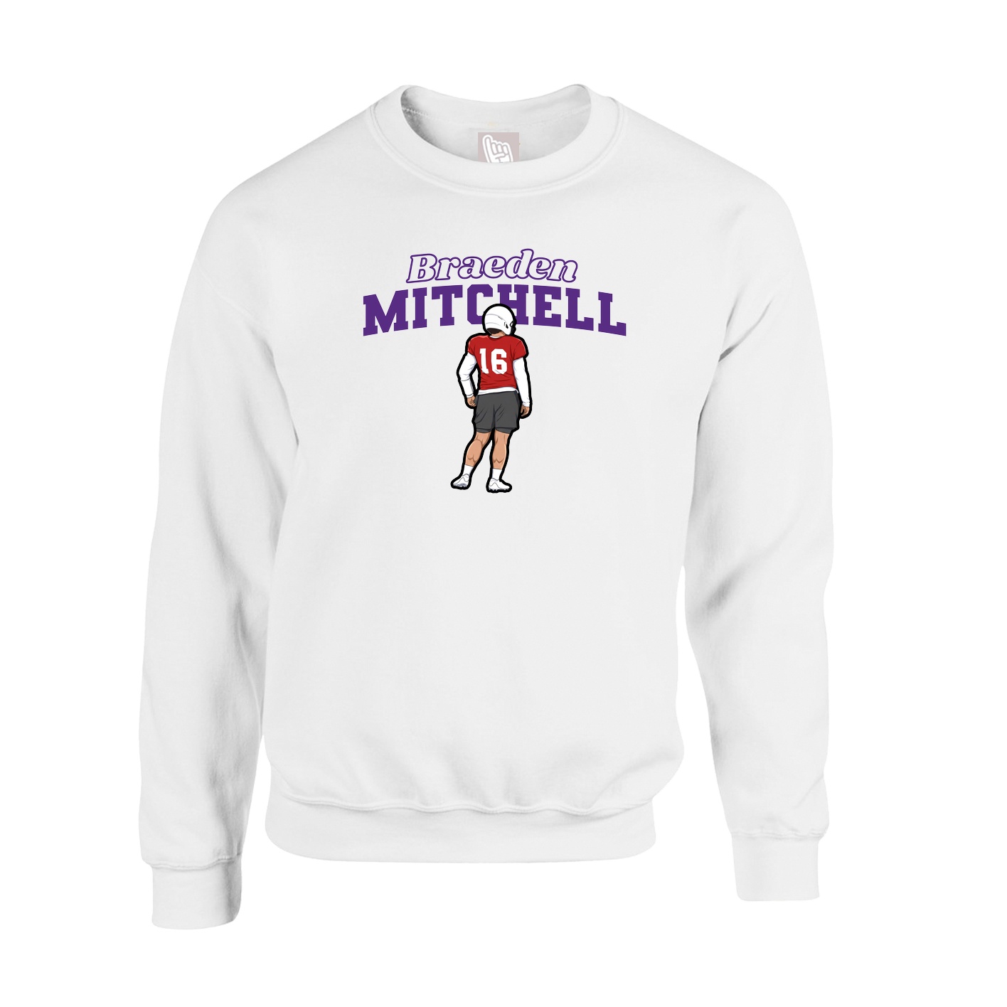 Fleece Crew — Name Arch in White