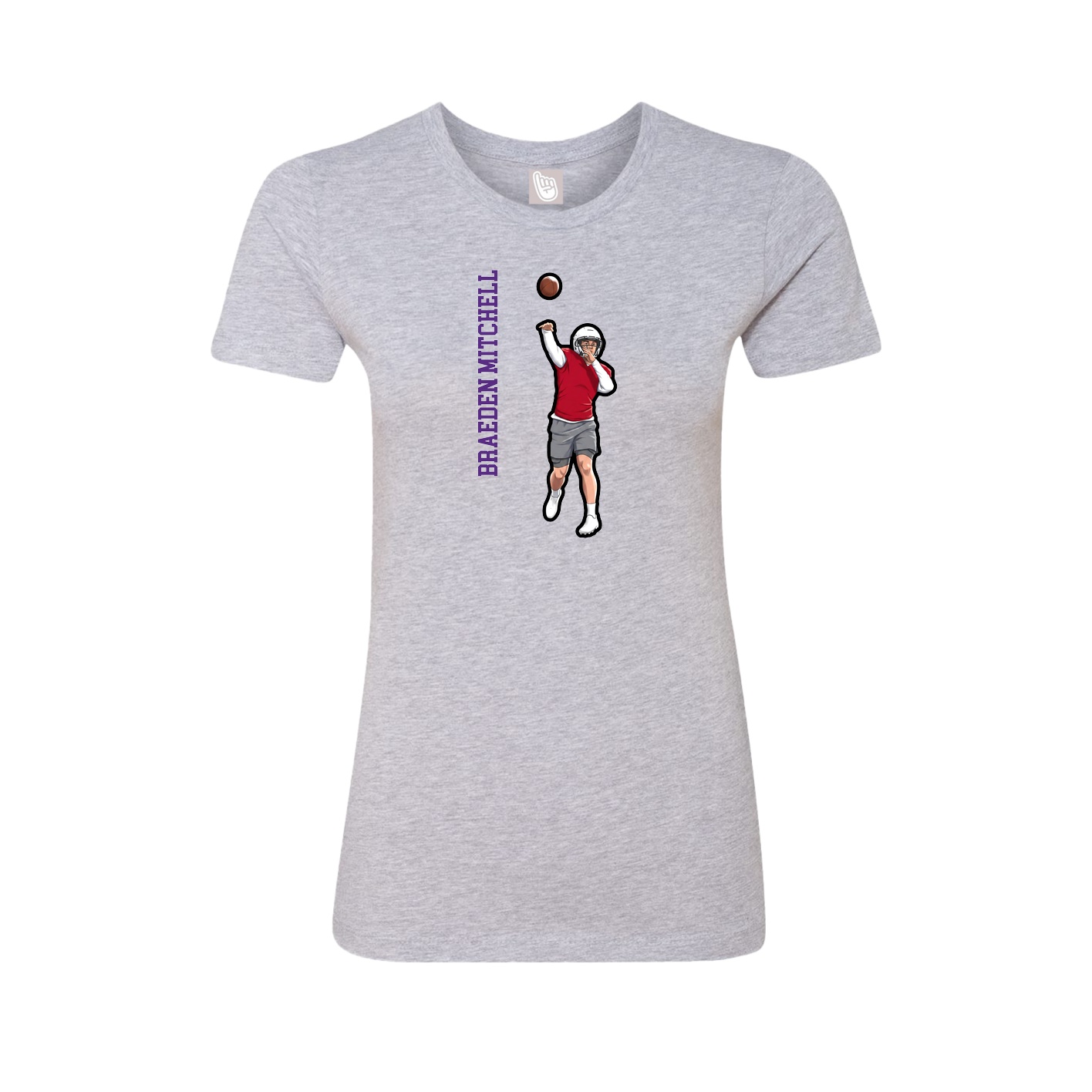 Fitted Women's Tee — Name Vertical in Grey