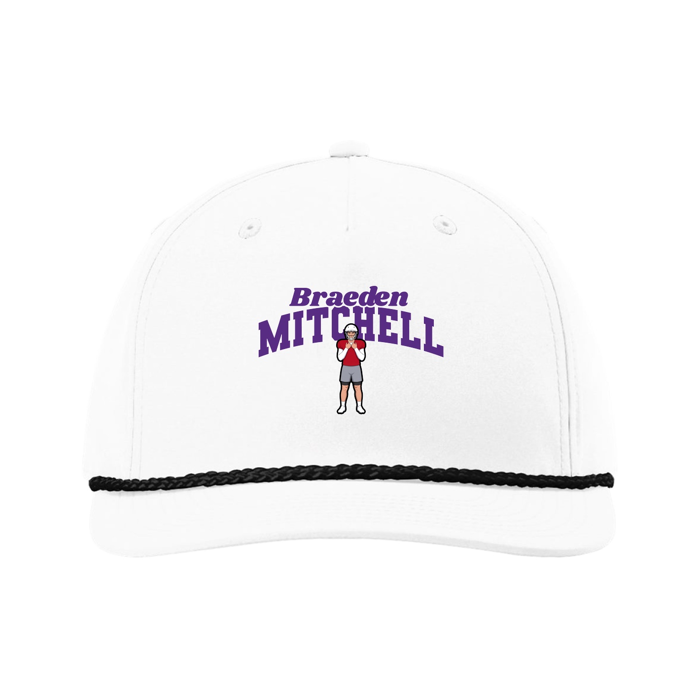 Five-Panel Classic Rope Cap — Signature Arch in White