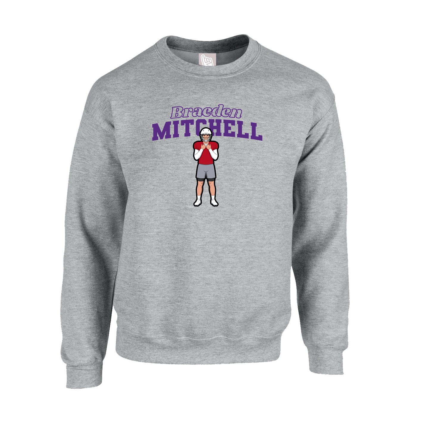 Fleece Crew — Name Arch in Grey