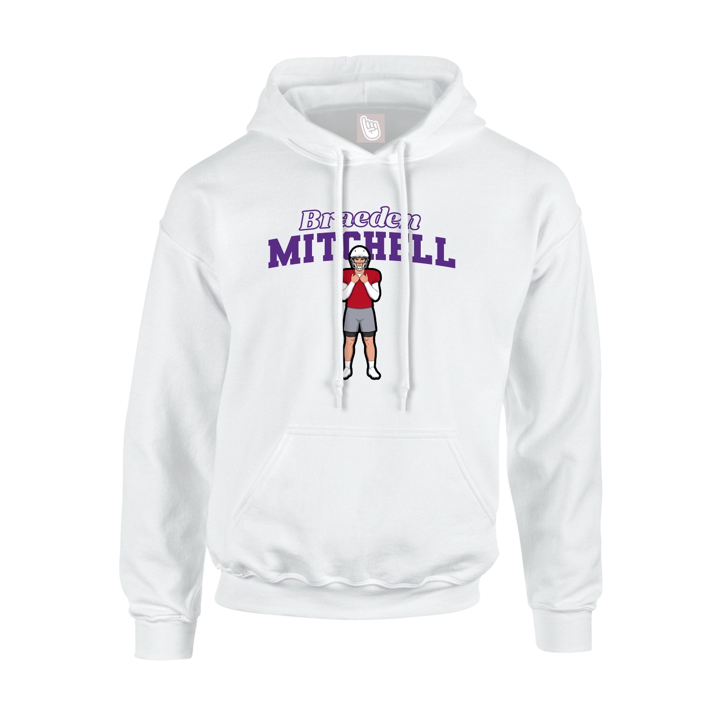 Youth Hoodie — Name Arch in White