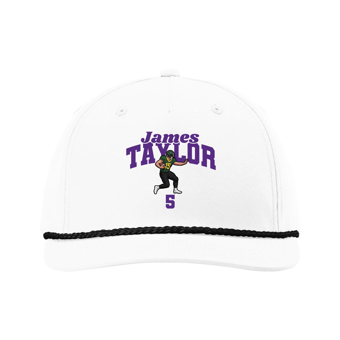 Five-Panel Classic Rope Cap — Signature Arch in White