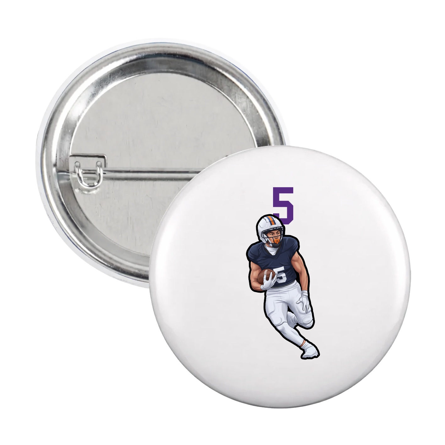 Game Day Button — Number Top in White