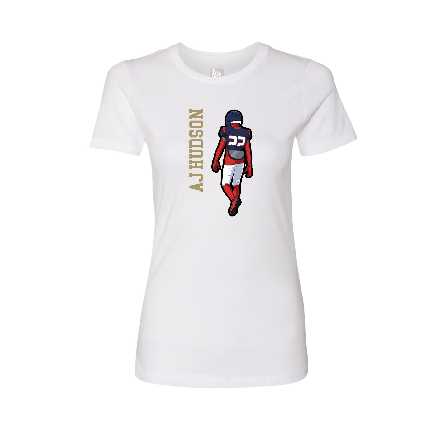 Fitted Women's Tee — Name Vertical in White
