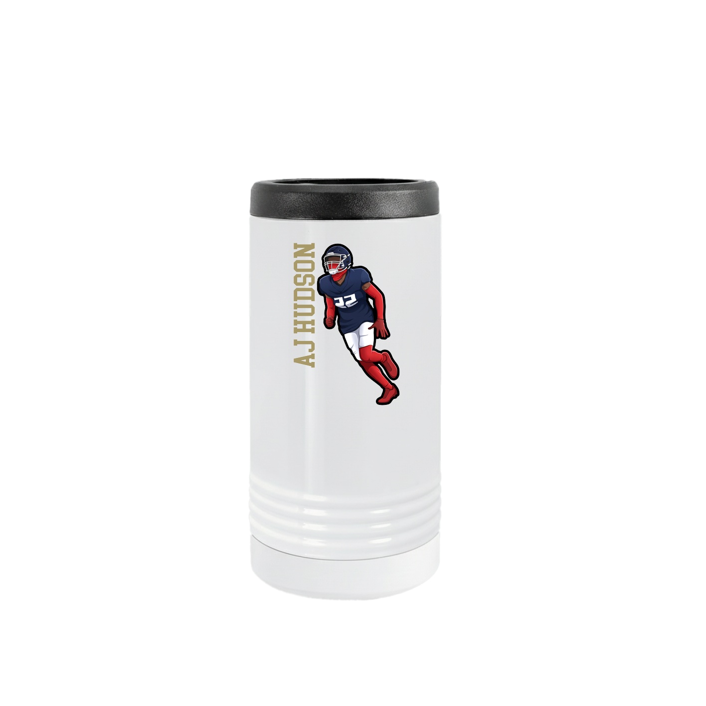 Slim Beverage Holder — Name Vertical in White