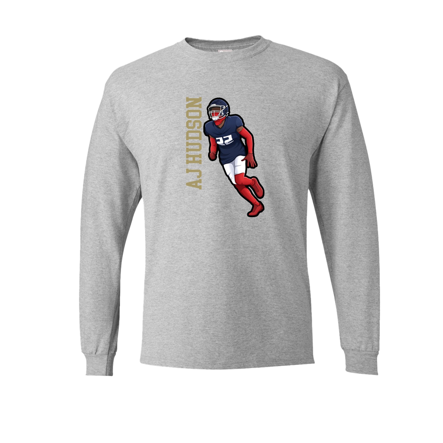 Long Sleeve Tee — Name Vertical in Grey