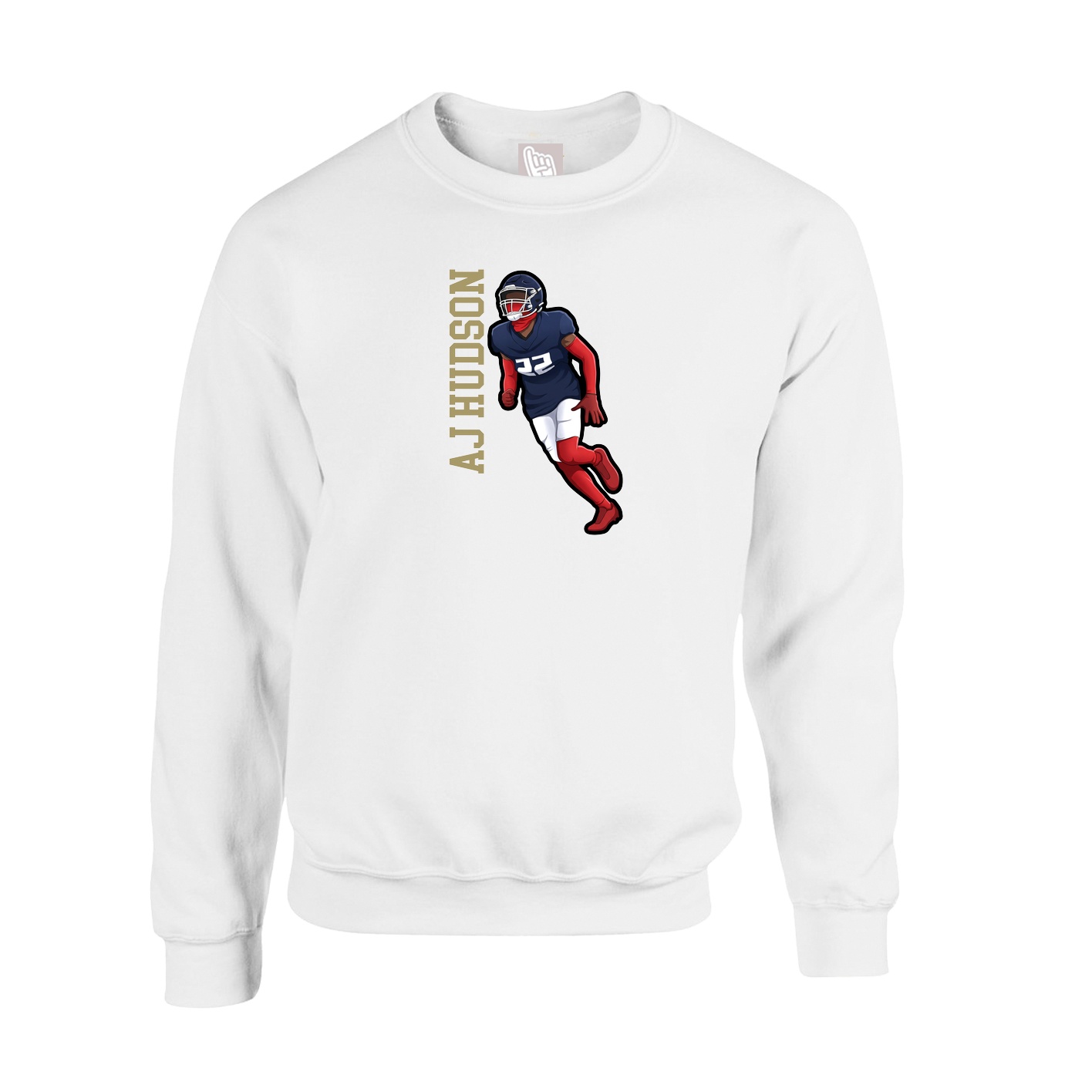 Fleece Crew — Name Vertical in White