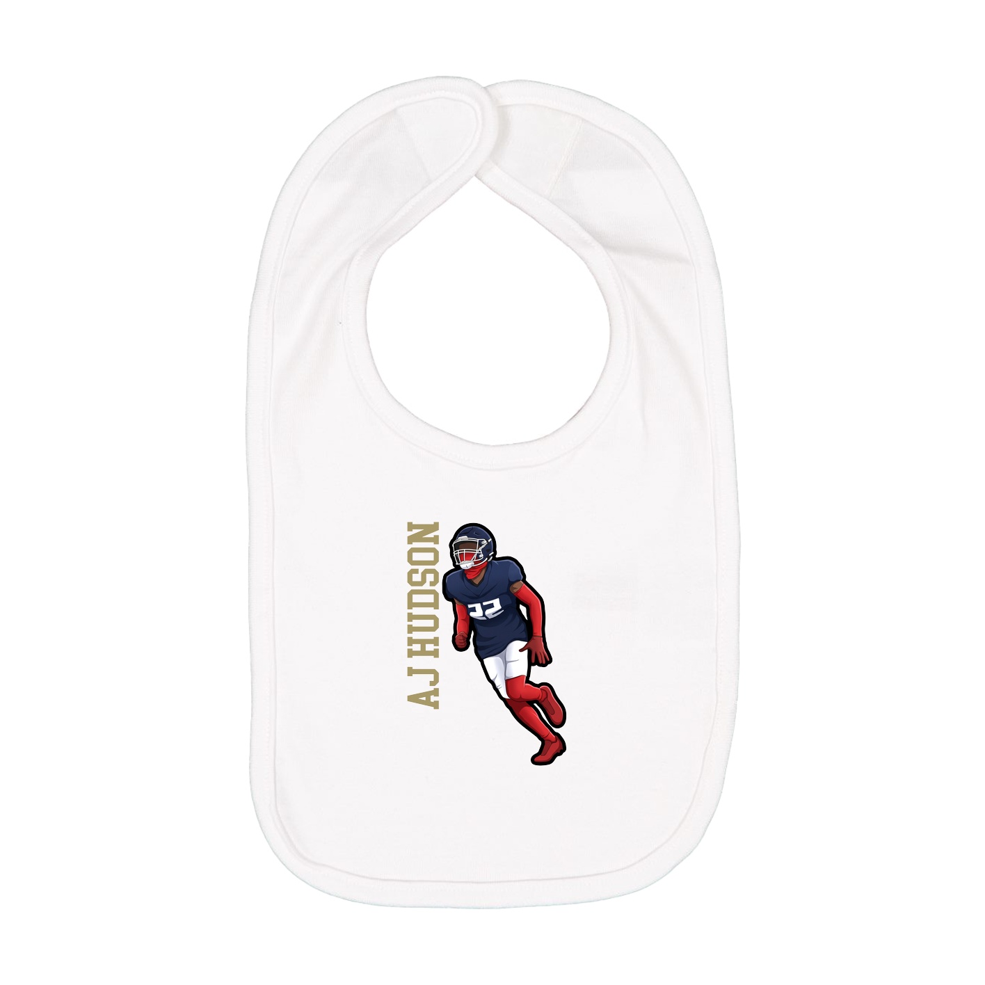 Infant Bib — Name Vertical in White