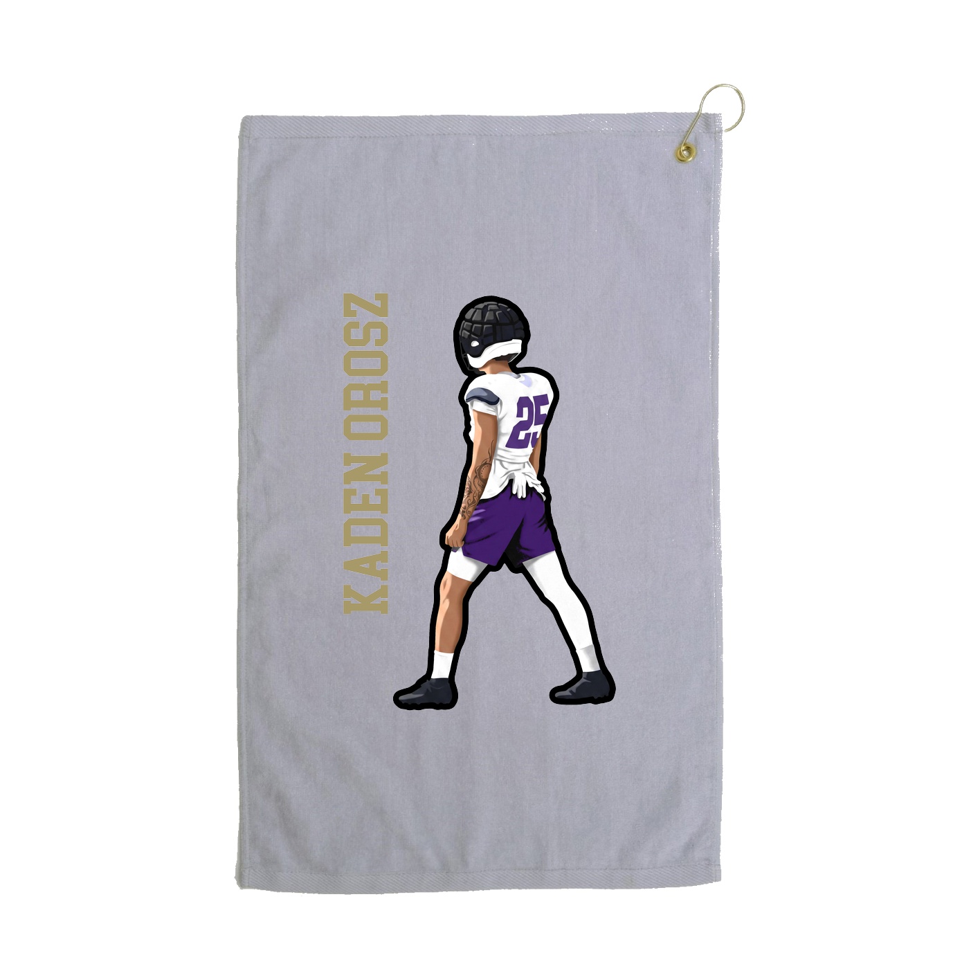 Golf Towel — Name Vertical in Grey