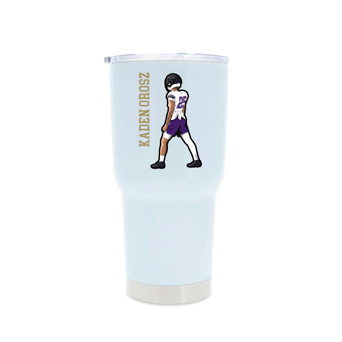30oz Stainless Steel Tumbler — Name Vertical in White