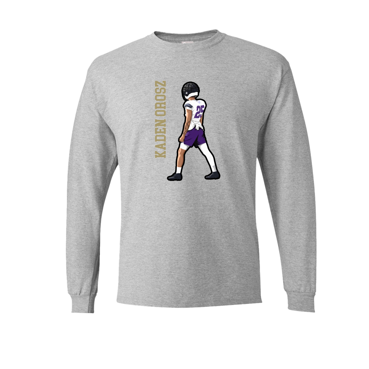 Long Sleeve Tee — Name Vertical in Grey