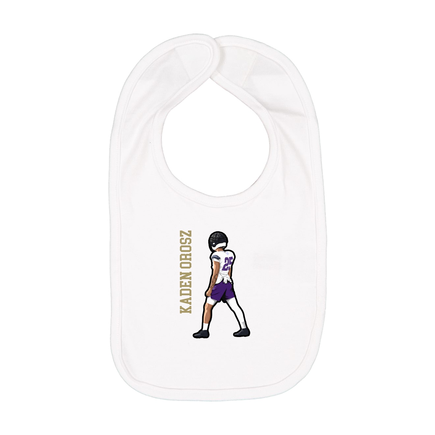 Infant Bib — Name Vertical in White