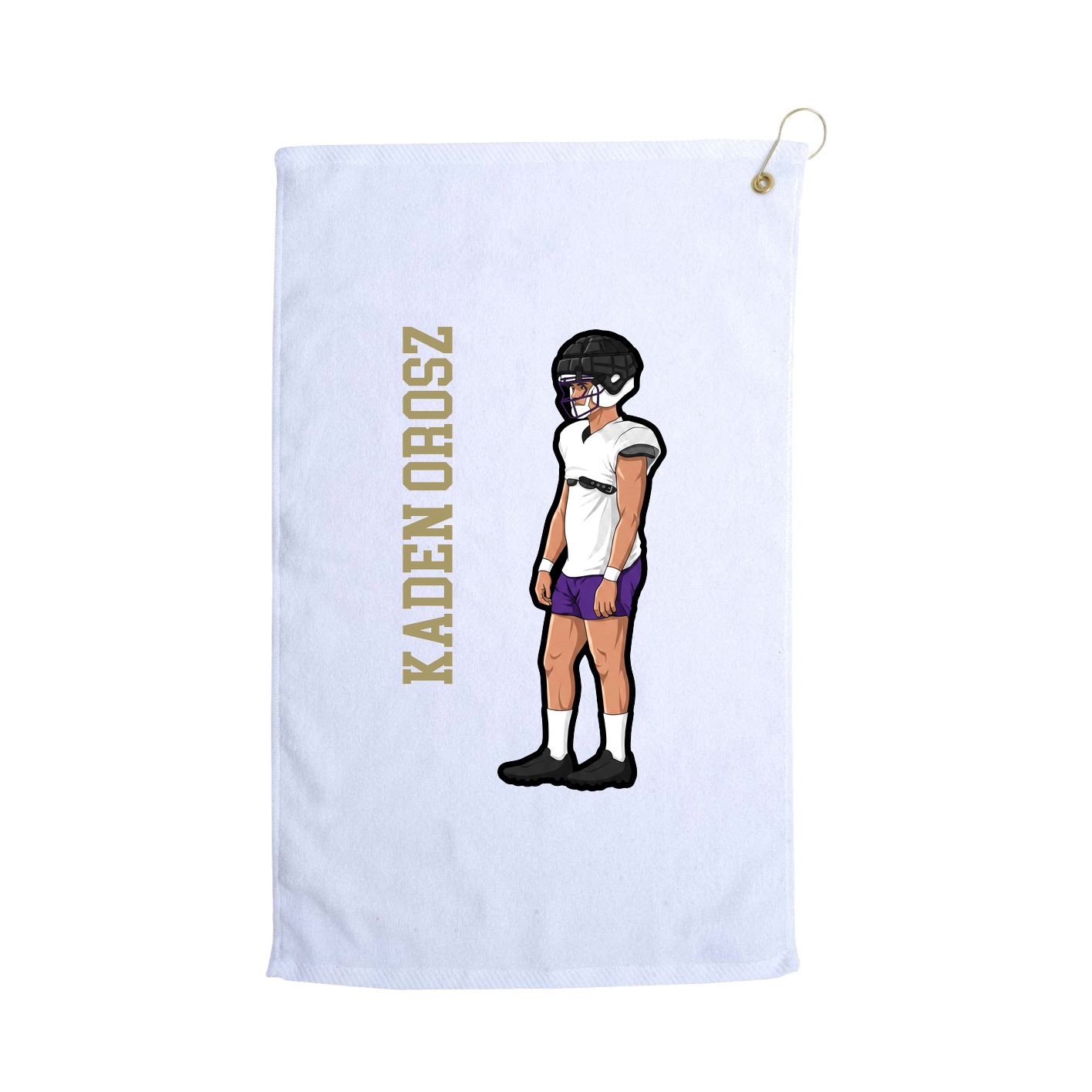 Golf Towel — Name Vertical in White