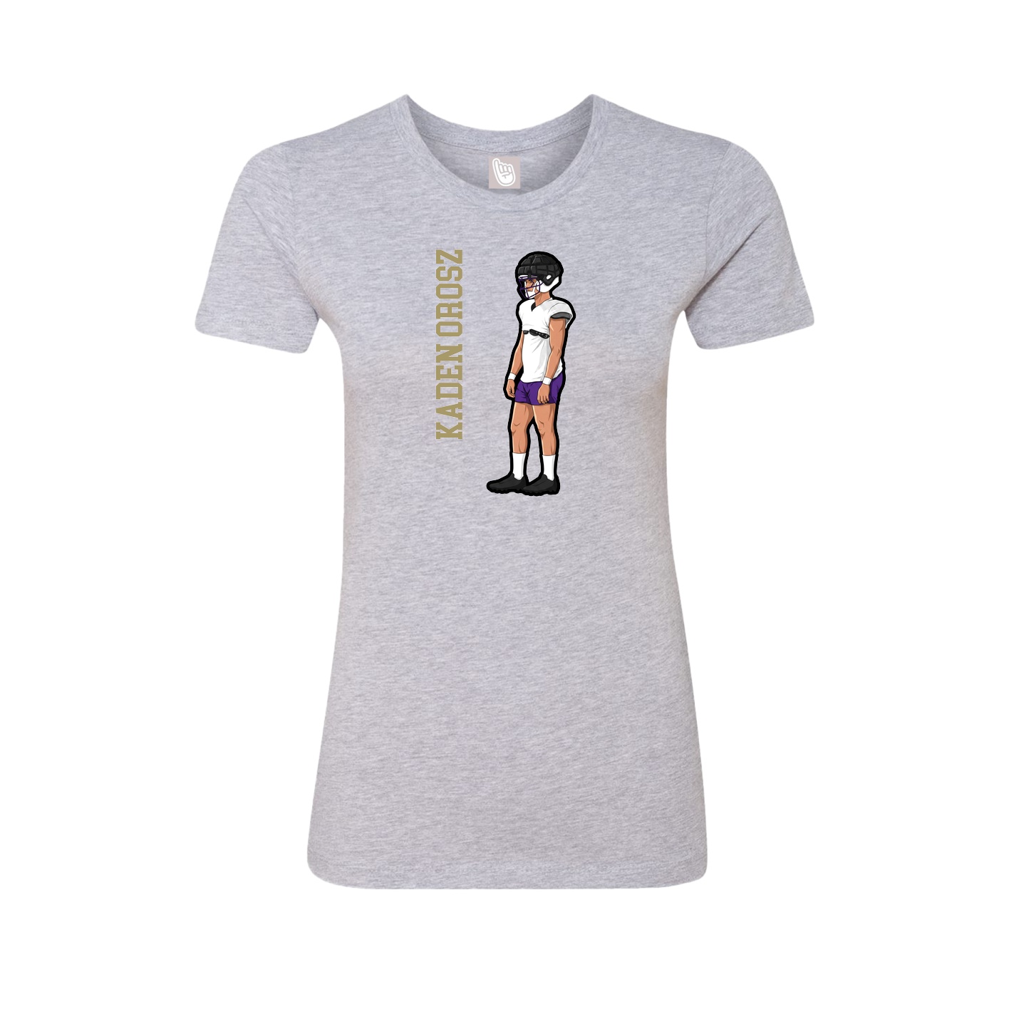 Fitted Women's Tee — Name Vertical in Grey