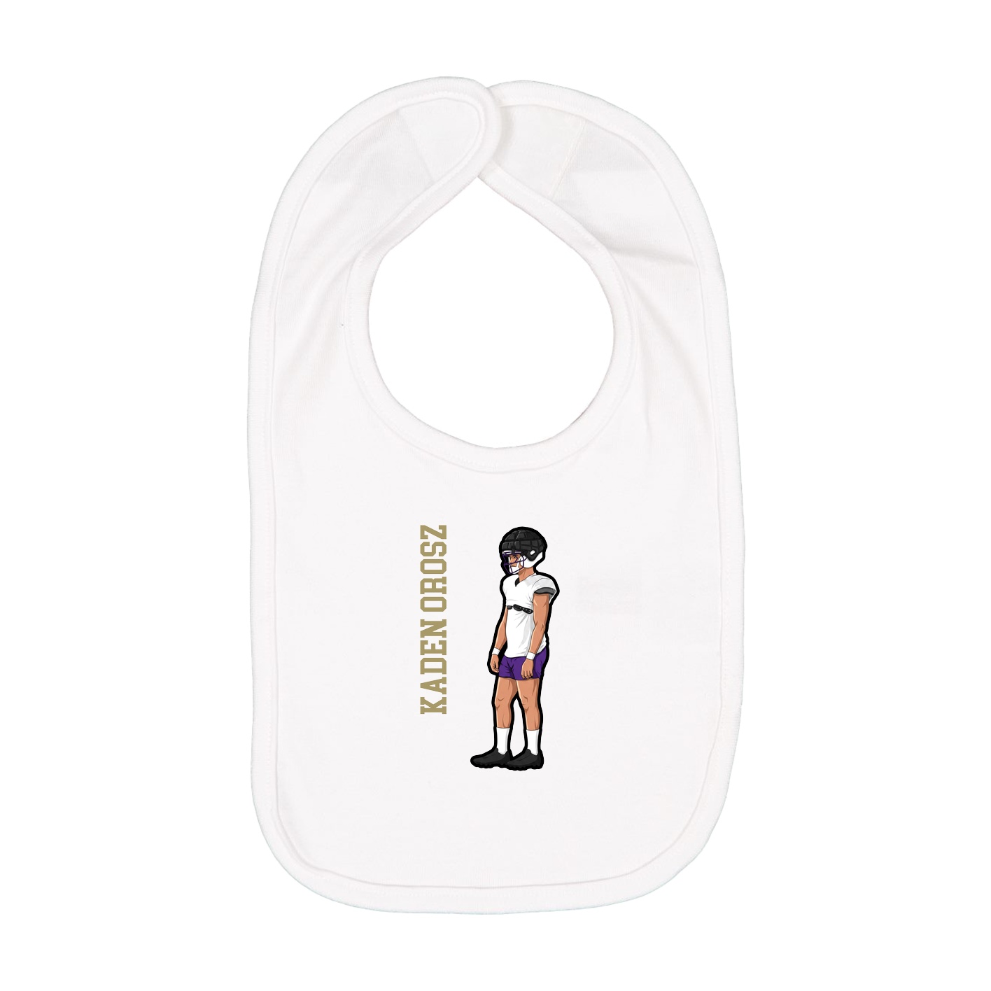 Infant Bib — Name Vertical in White