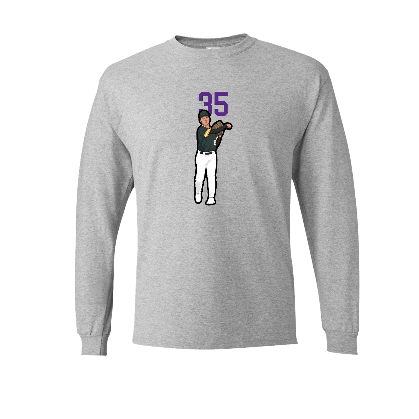 Long Sleeve Tee — Number Top in Grey