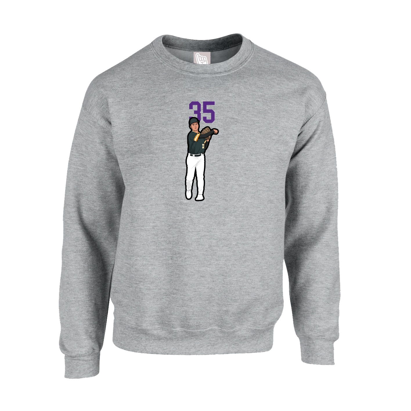 Fleece Crew — Number Top in Grey