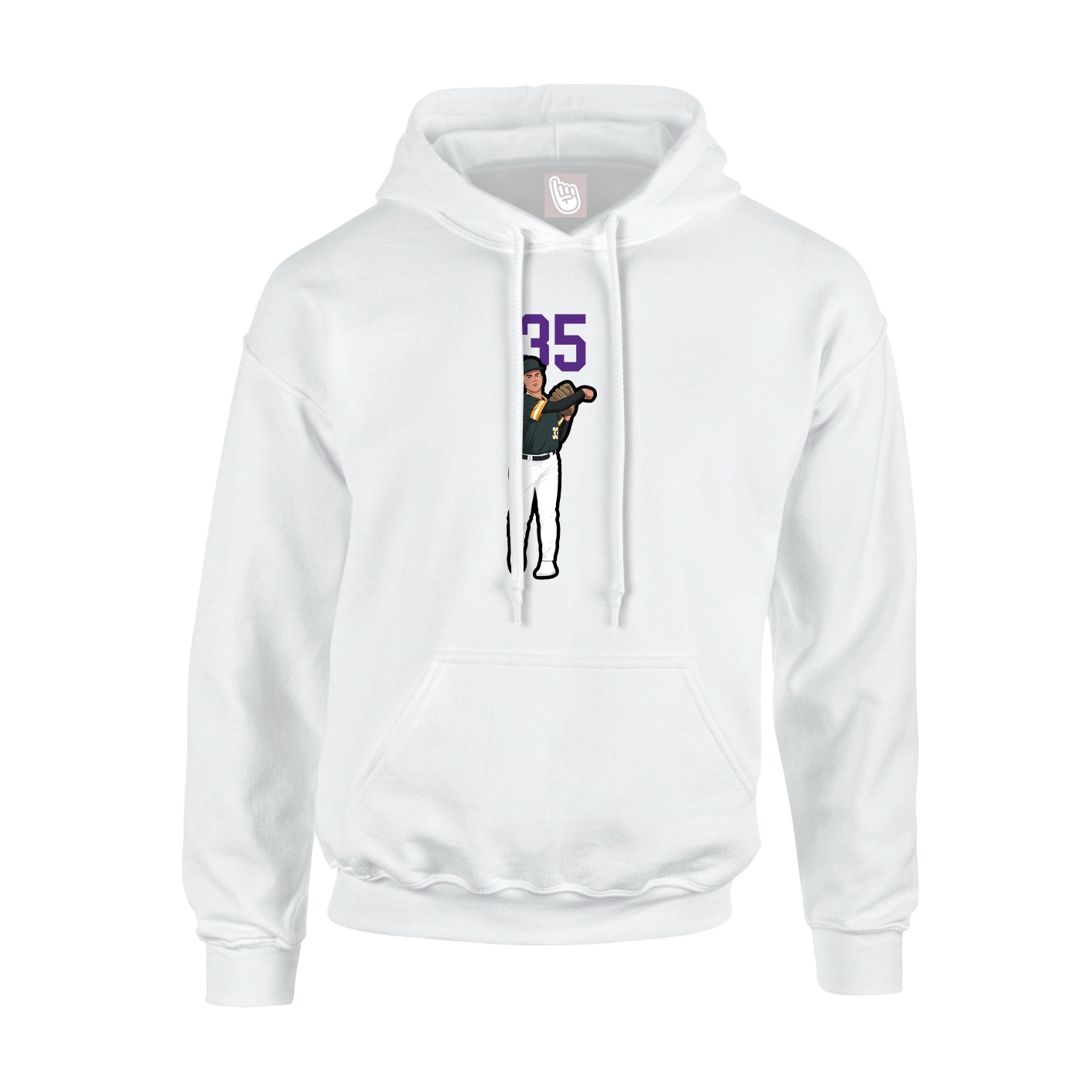 Youth Hoodie — Number Top in White