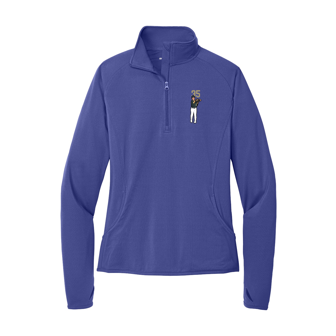 Women's Q-Zip Pullover — Number Top in Purple