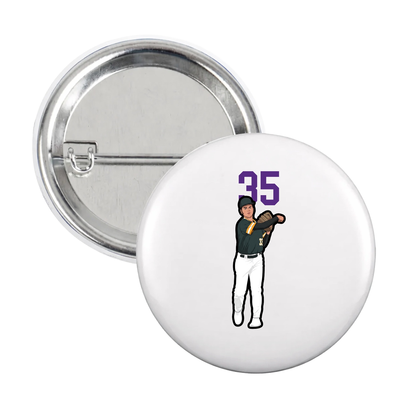 Game Day Button — Number Top in White