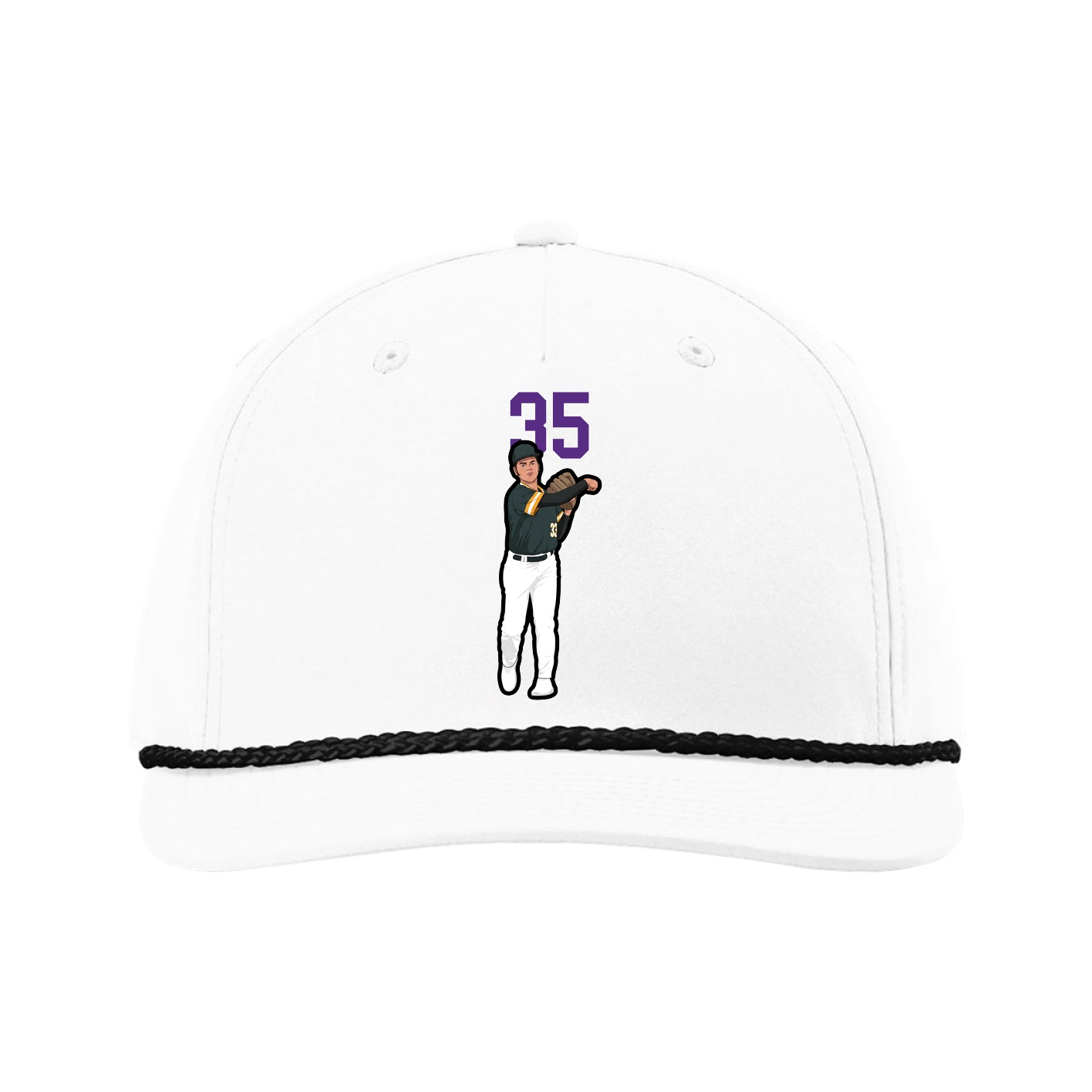 Five-Panel Classic Rope Cap — Number Top in White