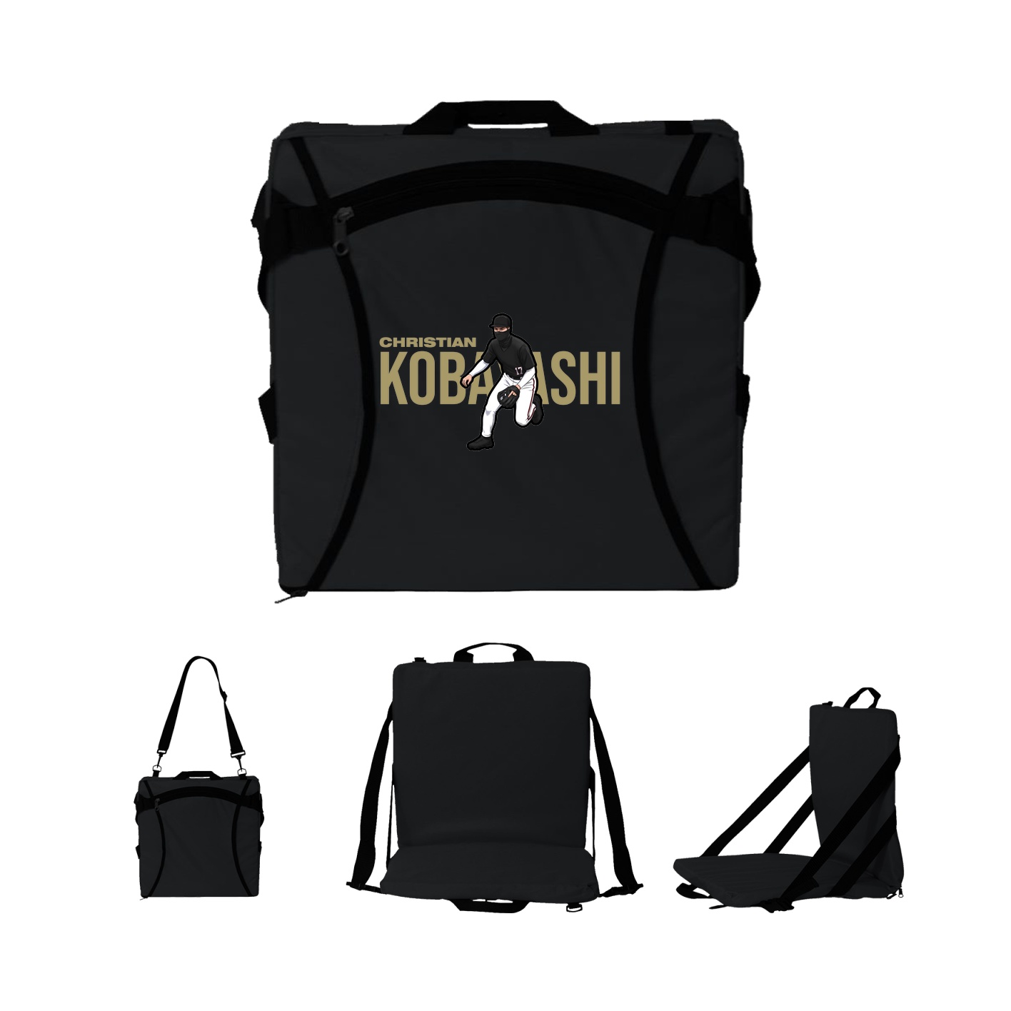 Folding Stadium Seat — Player Name in Black