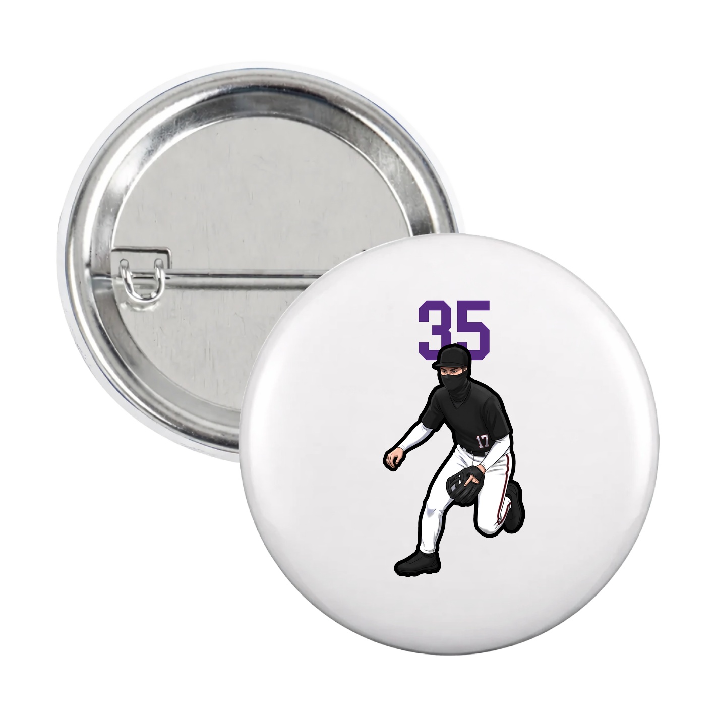 Game Day Button — Number Top in White