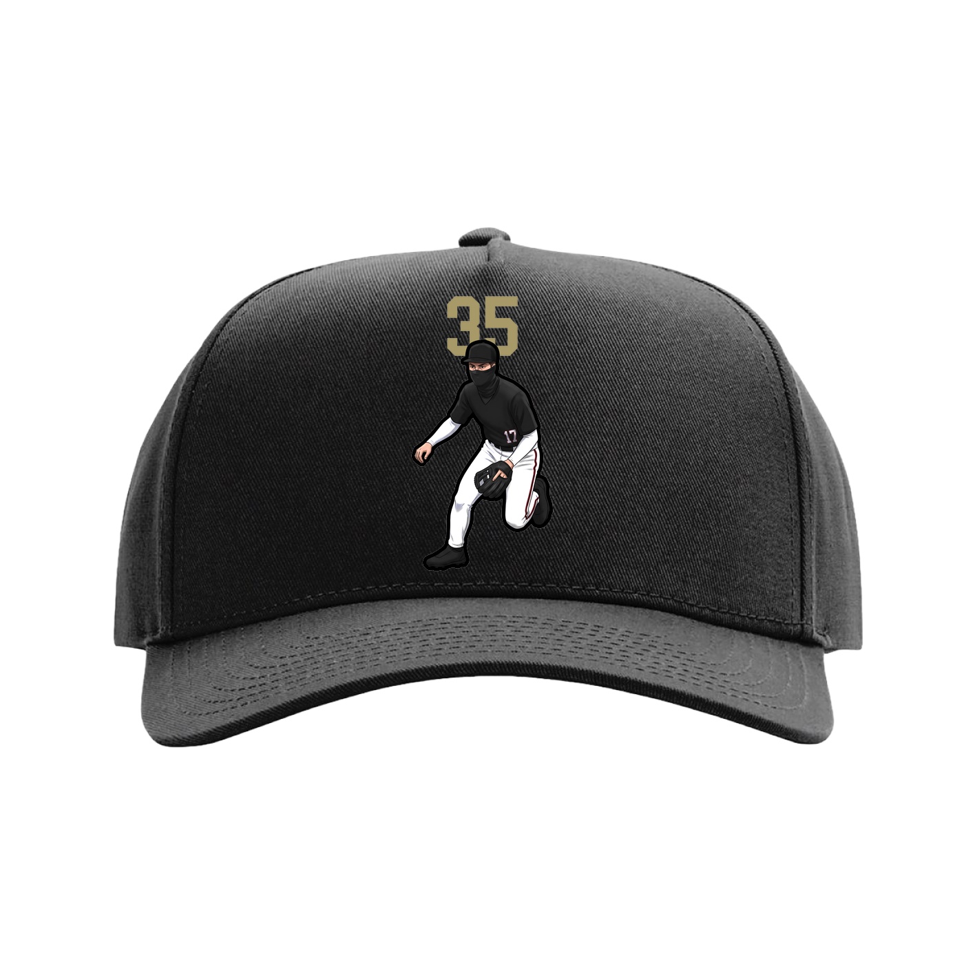 Full Fabric Five-Panel Champ Cap — Number Top in Black
