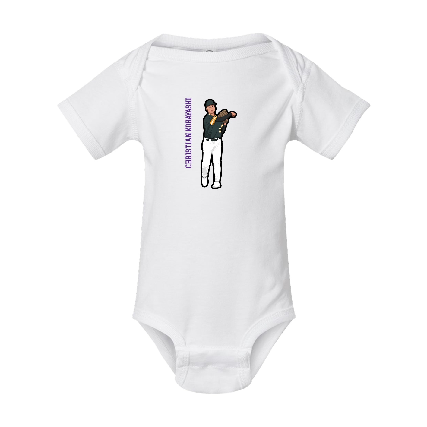 Baby Onesie — Name Vertical in White