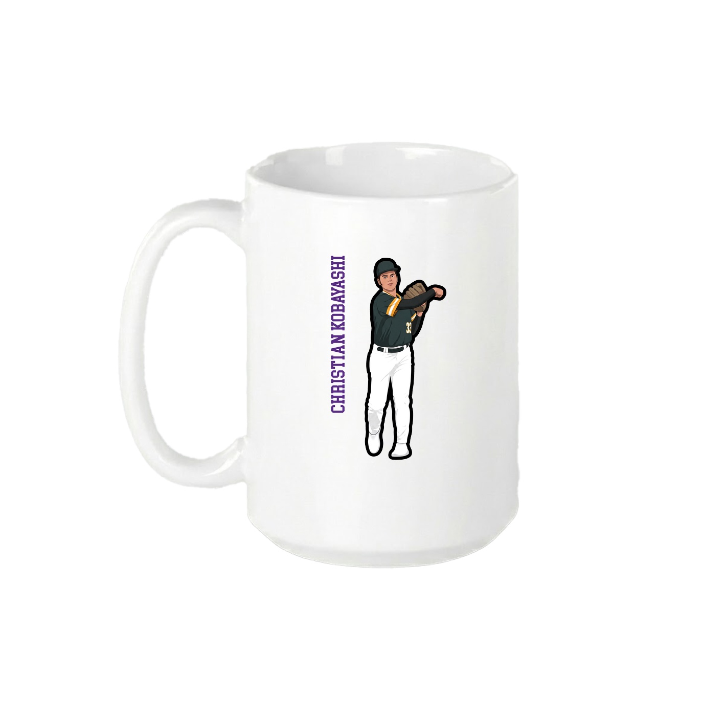15oz Coffee Mug — Name Vertical in White