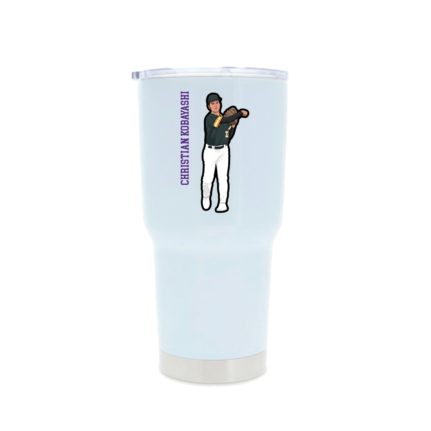 30oz Stainless Steel Tumbler — Name Vertical in White