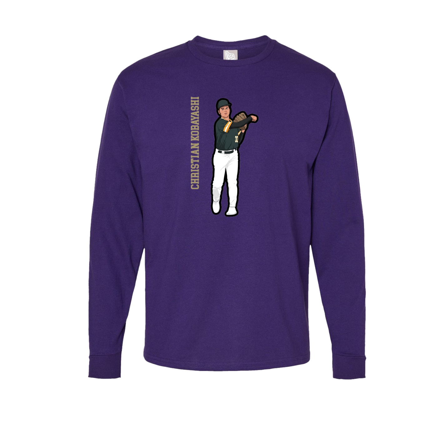 Long Sleeve Tee — Name Vertical in Purple