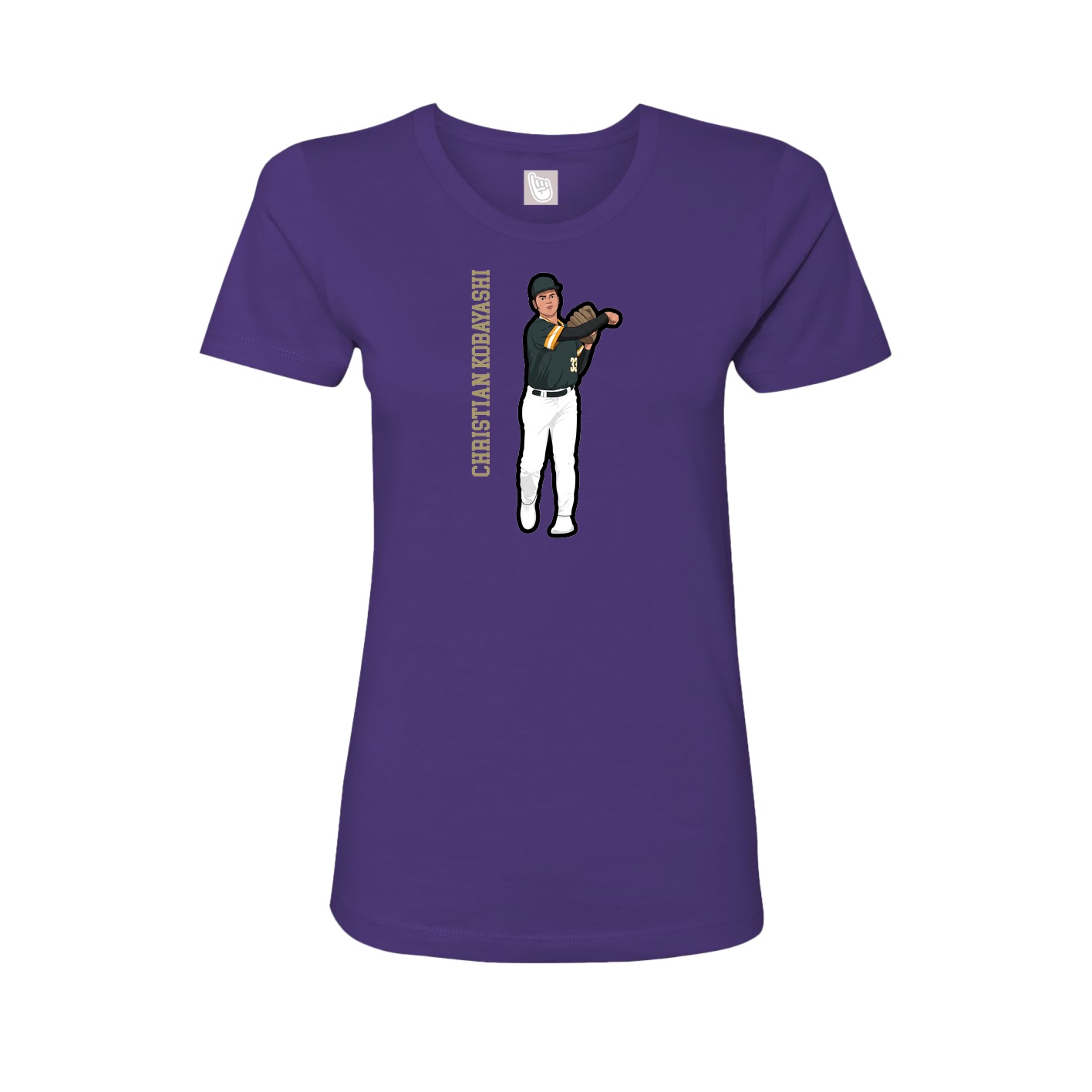 Fitted Women's Tee — Name Vertical in Purple