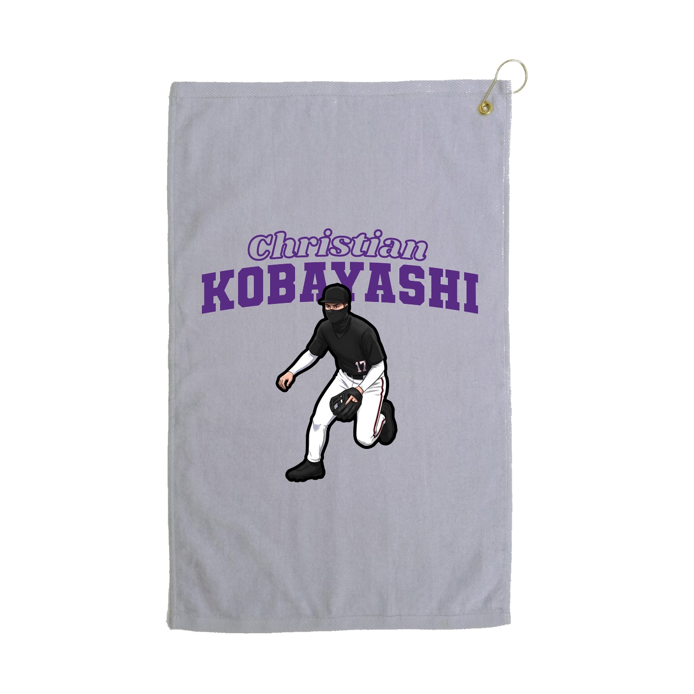 Golf Towel — Name Arch in Grey