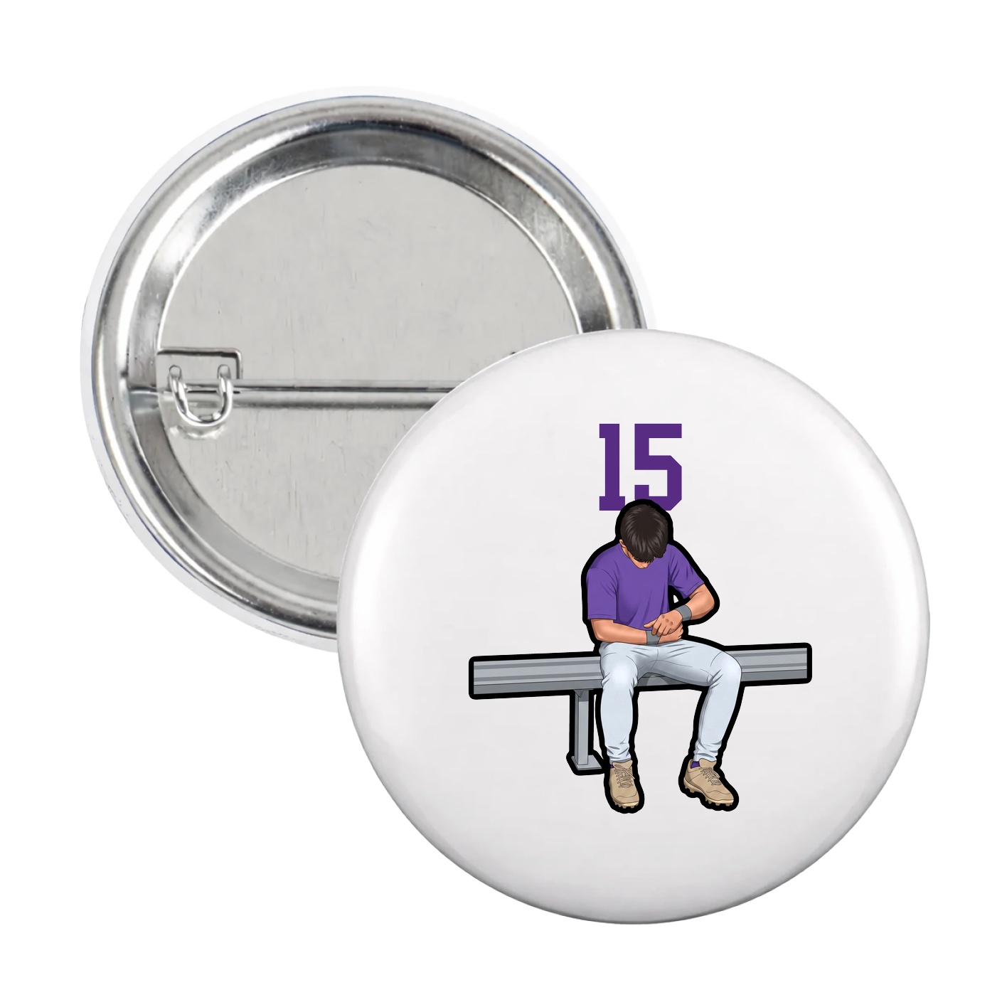 Game Day Button — Number Top in White