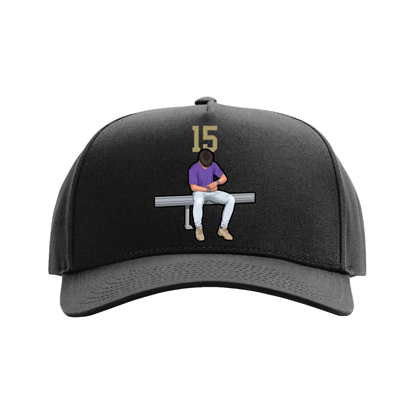 Full Fabric Five-Panel Champ Cap — Number Top in Black