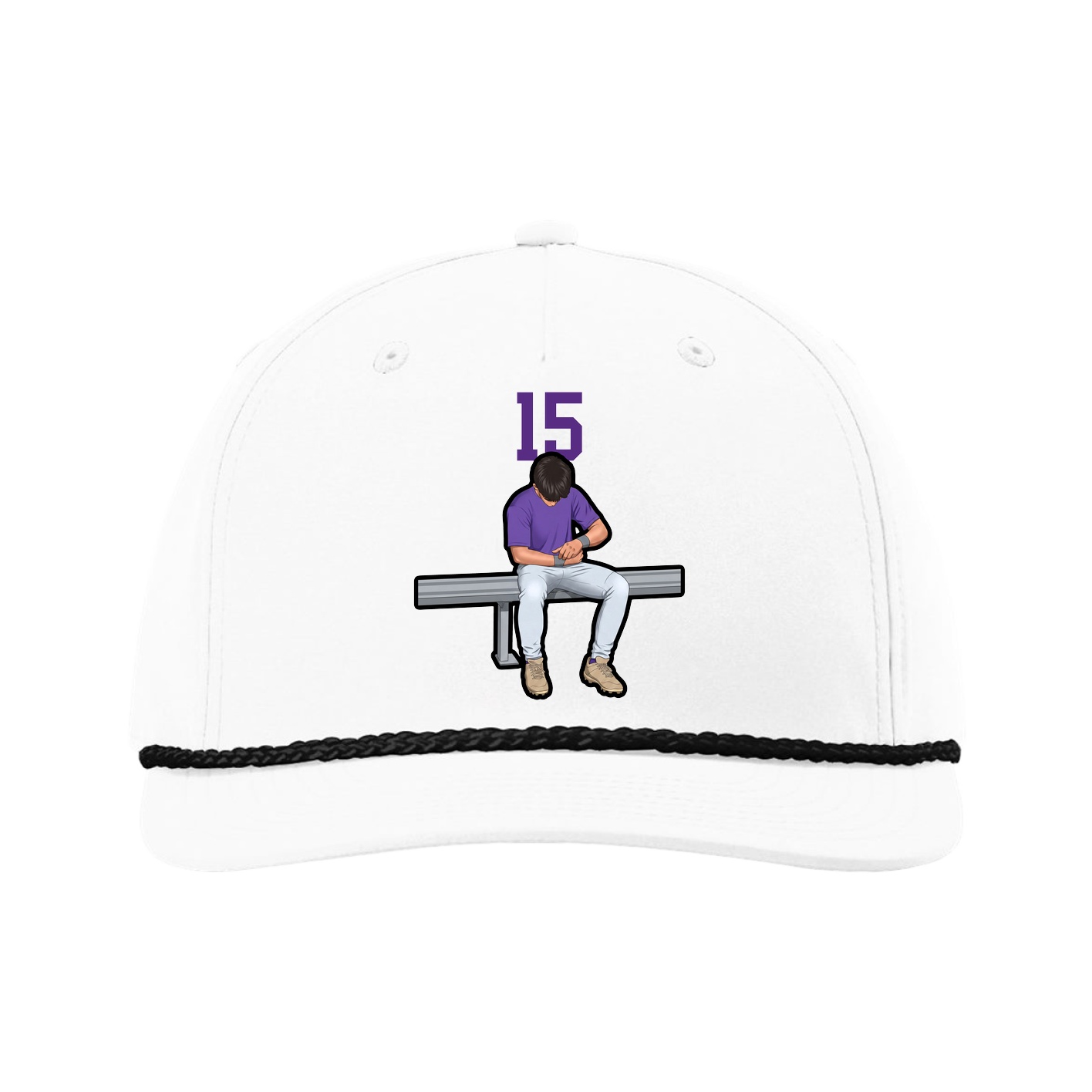Five-Panel Classic Rope Cap — Number Top in White