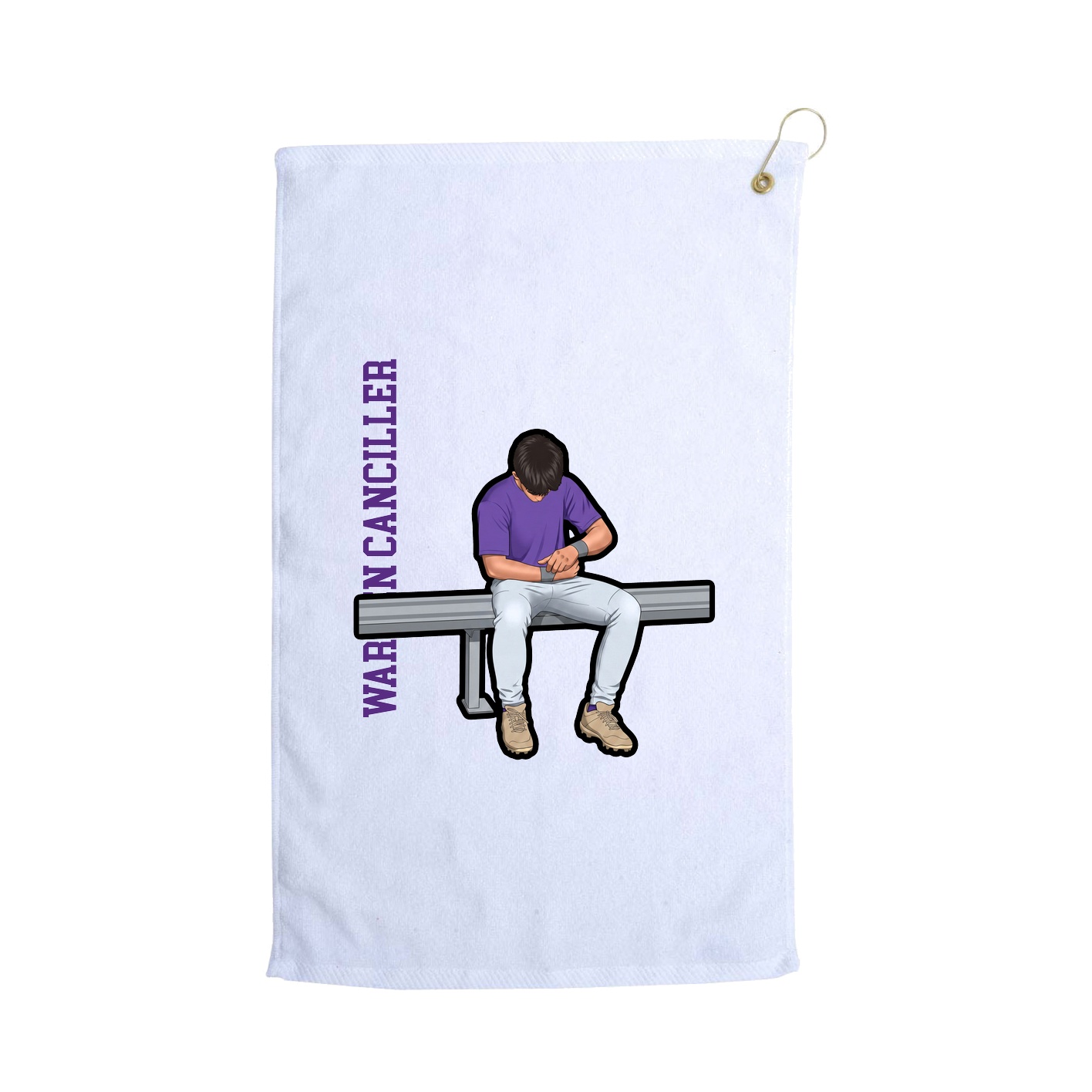 Golf Towel — Name Vertical in White