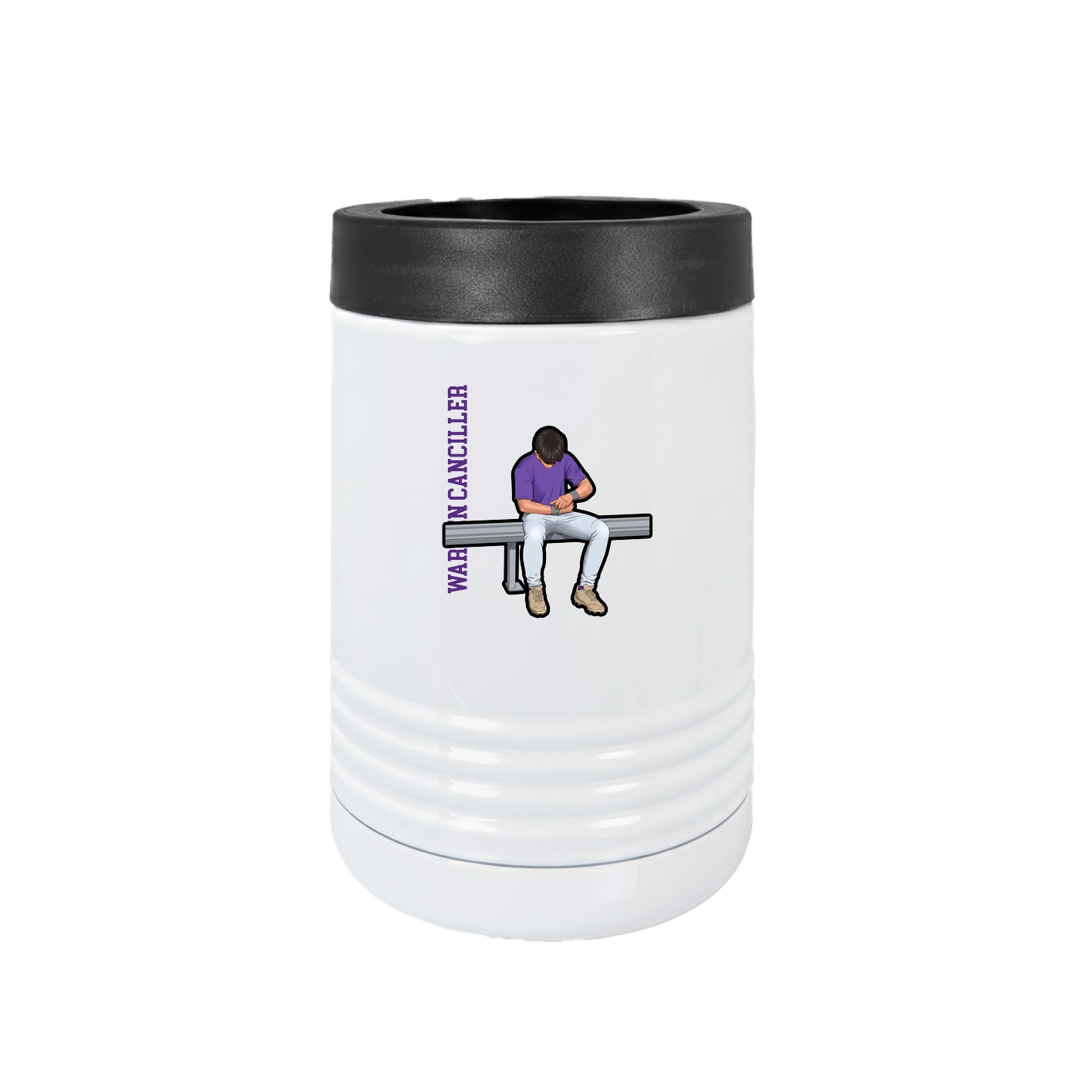 Beverage Holder — Name Vertical in White