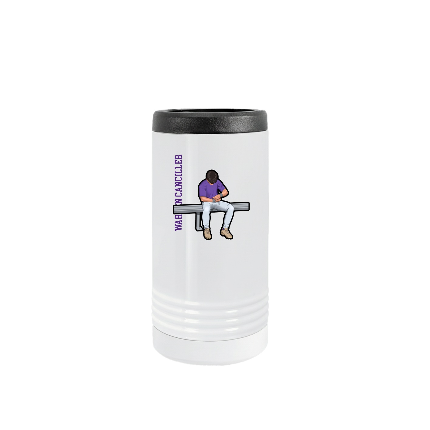 Slim Beverage Holder — Name Vertical in White