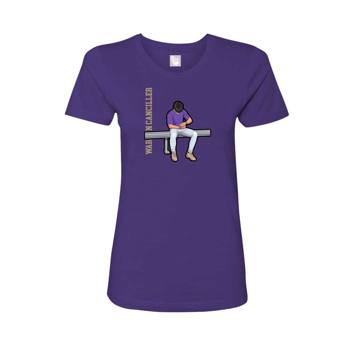 Fitted Women's Tee — Name Vertical in Purple