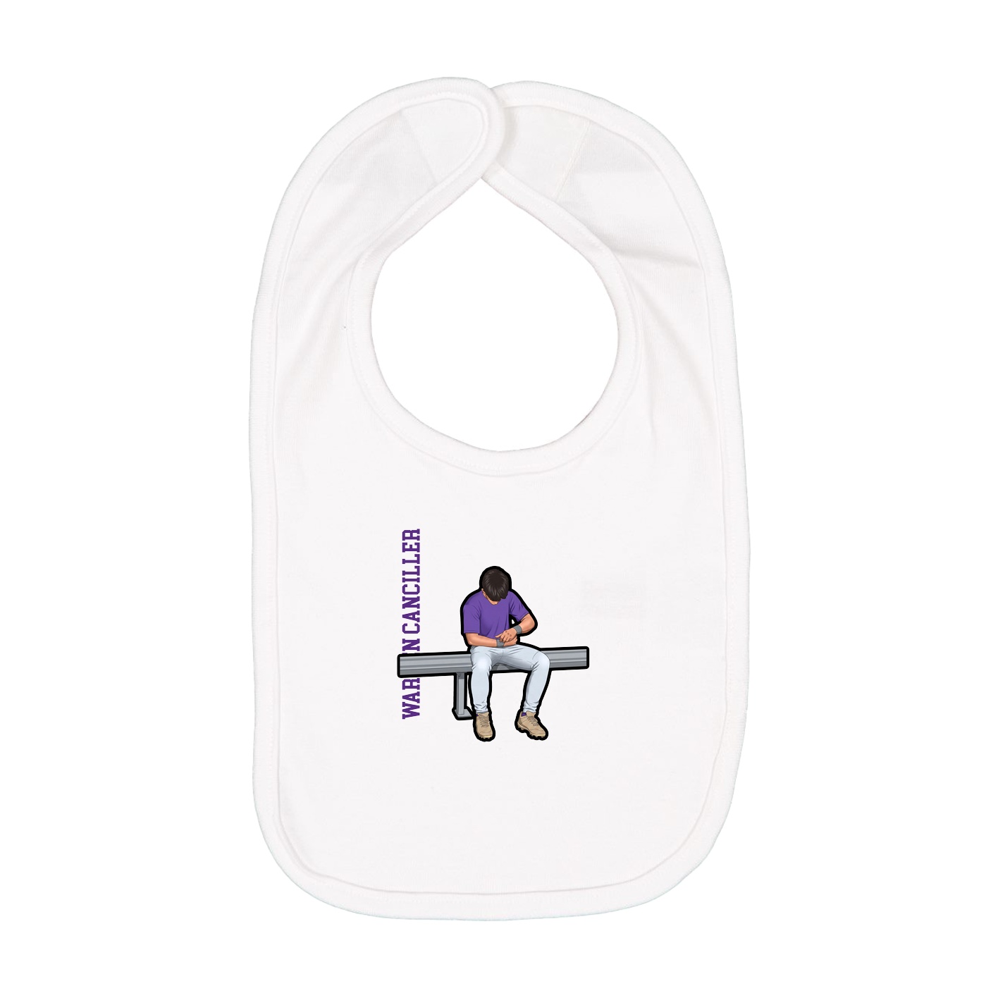 Infant Bib — Name Vertical in White