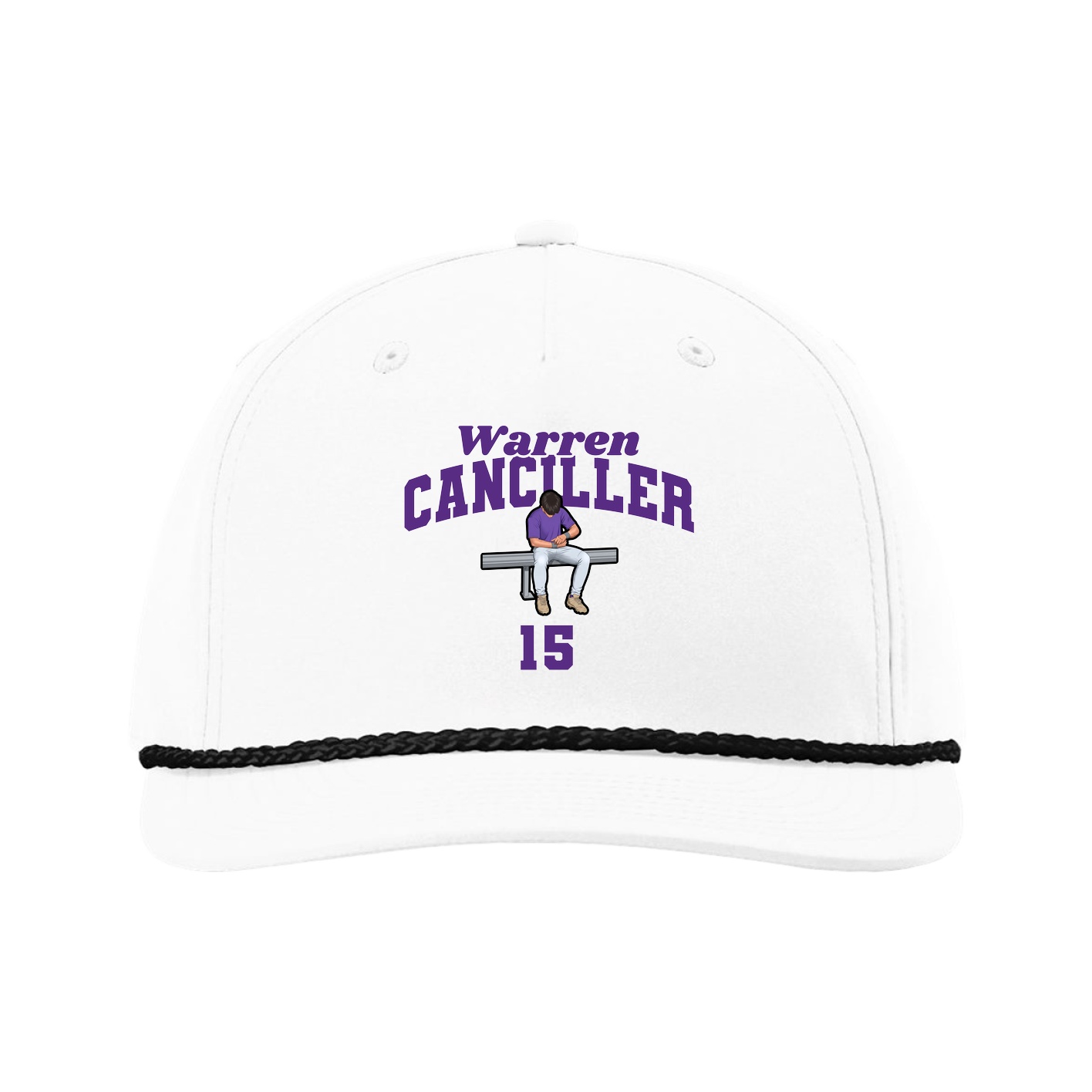 Five-Panel Classic Rope Cap — Signature Arch in White