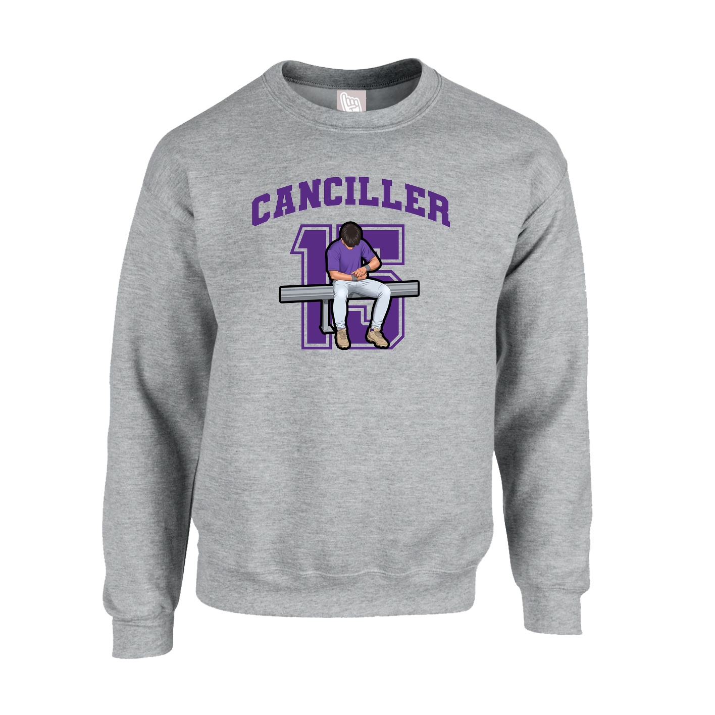 Fleece Crew — Number in Grey